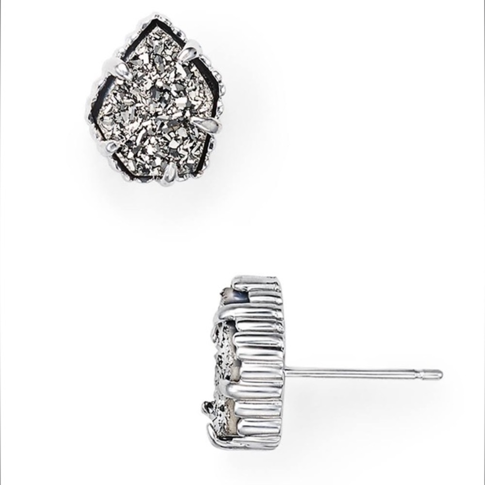 Kendra Scott Tessa Stud Earrings in Platinum Drusy.